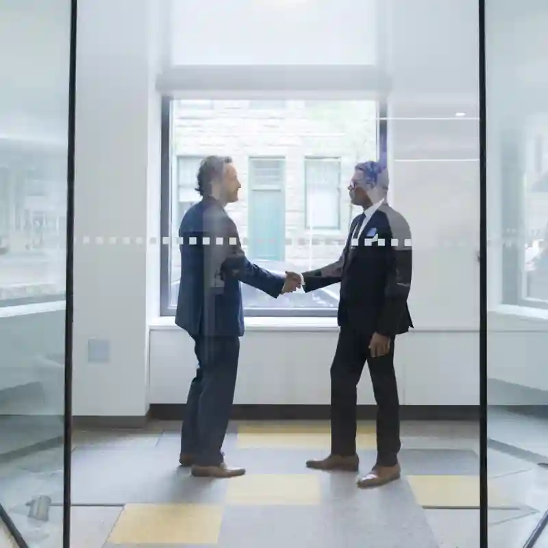 Two businessmen shaking hands.